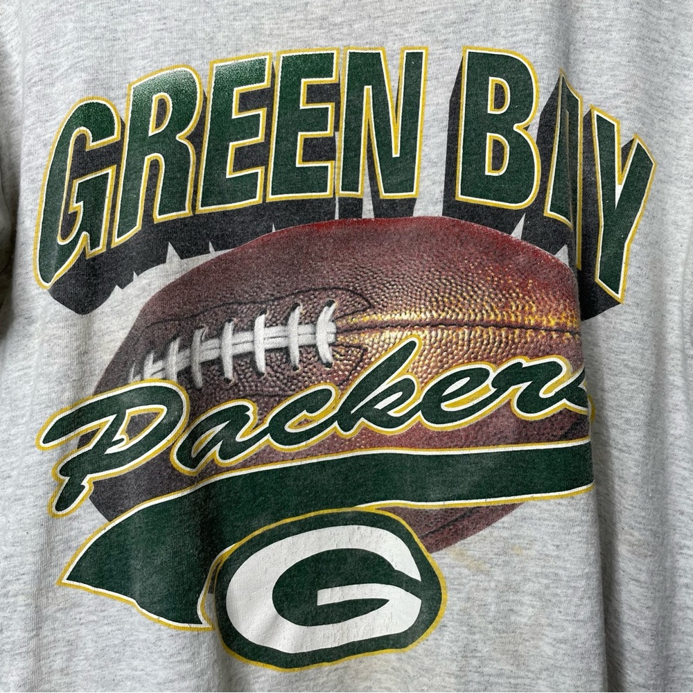 90s Vintage Green Bay Packers T Shirt Heather Gray Graphic Tee - Picture 8 of 15